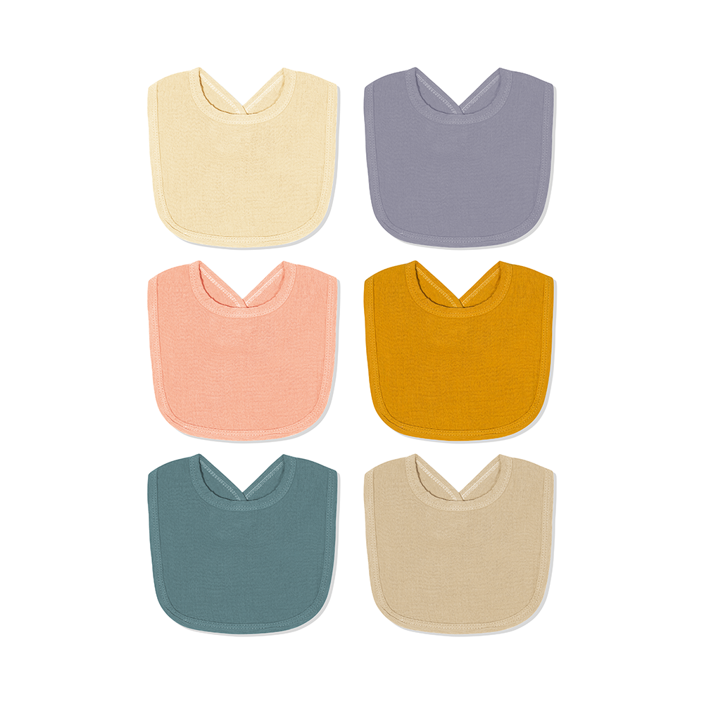 Baby-Musselin-Lätzchen aus 100% Baumwolle in 6 verschiedenen Farben